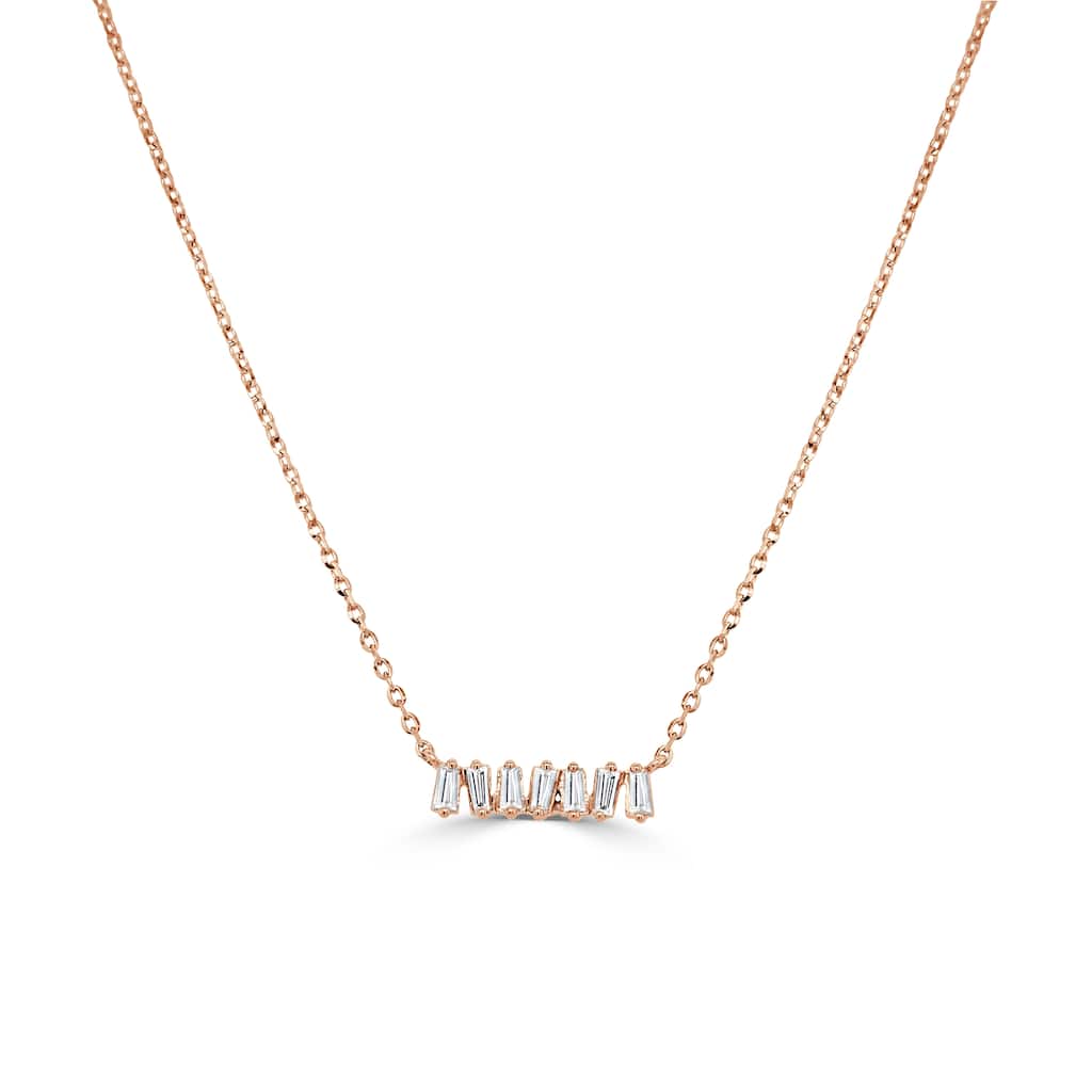 Joelle Collection 14K Gold Baguette Diamond Bar Necklace