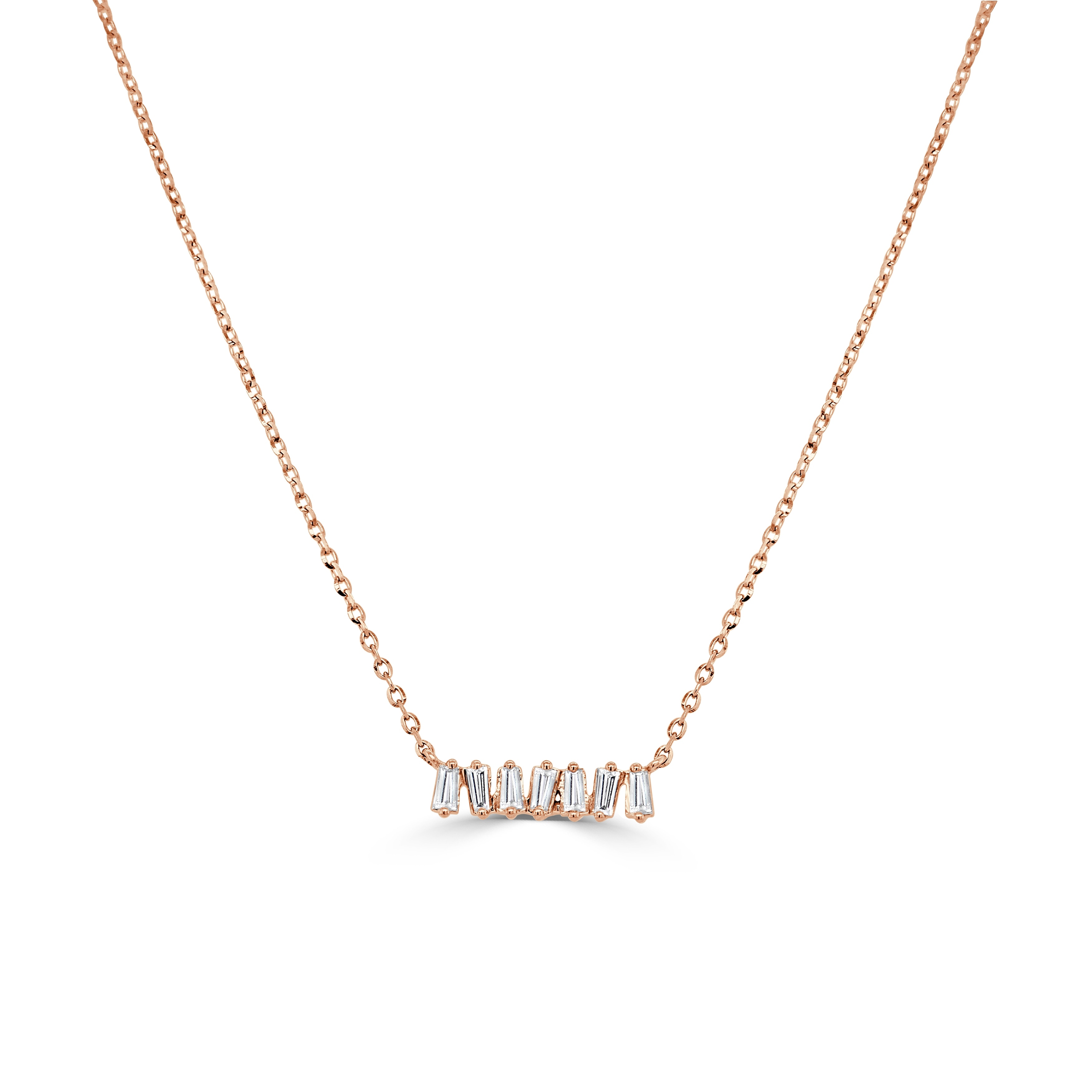 Joelle Collection 14K Gold Baguette Diamond Bar Necklace