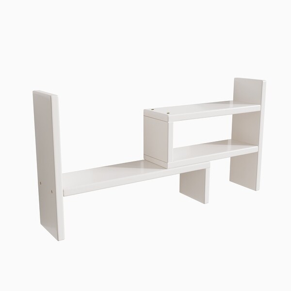 Wooden Desktop Bookshelf Rack Storage Shelf Bookcase for Home School Office Dark Brown Wood Adjustable Desktop Storage Organizer Display Shelf