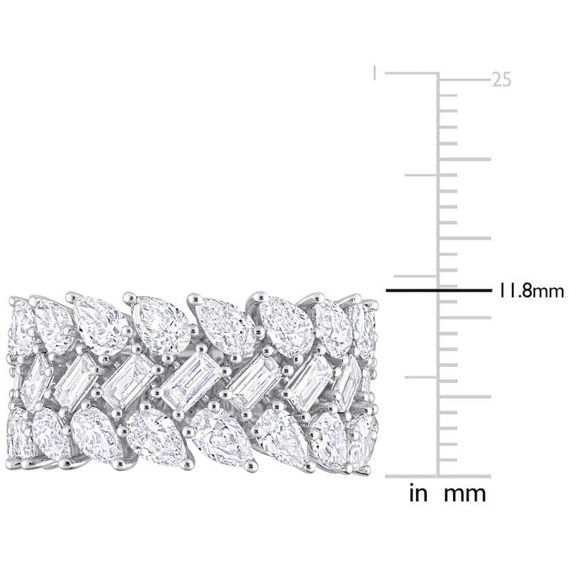 Miadora 6 5/8ct TDW Multi-shape Diamond Three-Row Ring in 14k White Gold