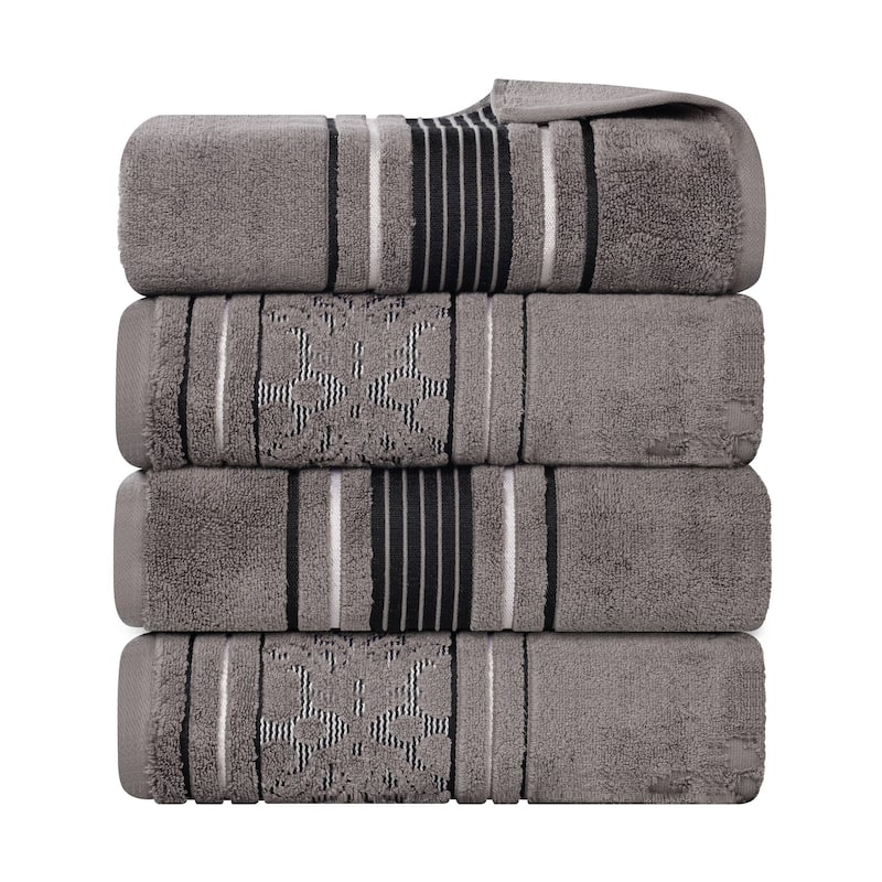 Superior Sadie Zero Twist Cotton Solid and Floral Bath Towel Set of 4