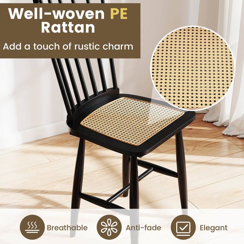 Costway Dining Chairs Set of 2/4 with PE Rattan Seats for Dining Room,