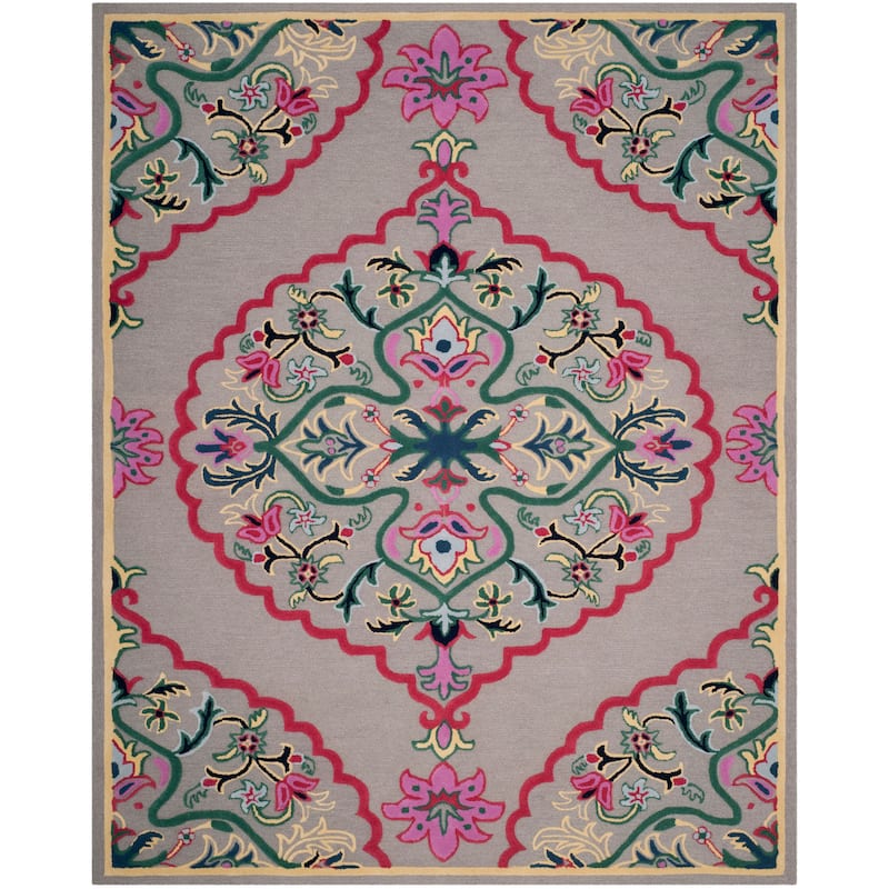 SAFAVIEH Handmade Bellagio Junie Medallion Wool Rug - 10' x 14' - Dark Grey/Multi - Rectangle