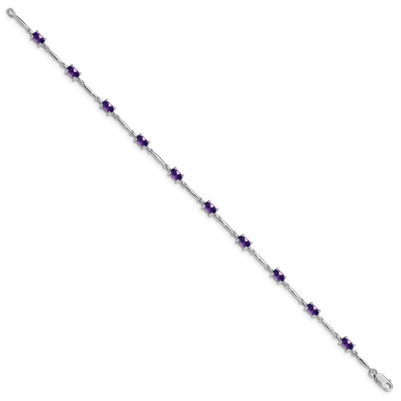 Curata 925 Sterling Silver 7" 3mm Emerald-cut Amethyst, Blue Topaz or Peridot Bracelet