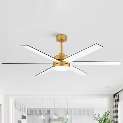 65 Inch Gold/Black LED Ceiling Fan with Light and Remote(6-Blade)