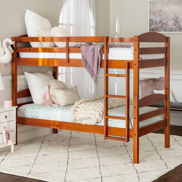 Shop Taylor Olive Christian Wood Twin Over Twin Bunk Bed Cherry On Sale Overstock 4714638