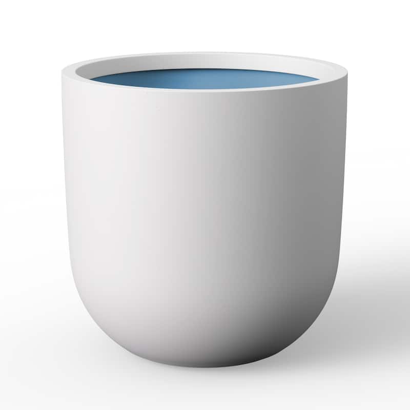 Concrete Round Planter Flower Pot with Drainage Holes - Crisp White(Enhanced Interior) - 11 x 11 in
