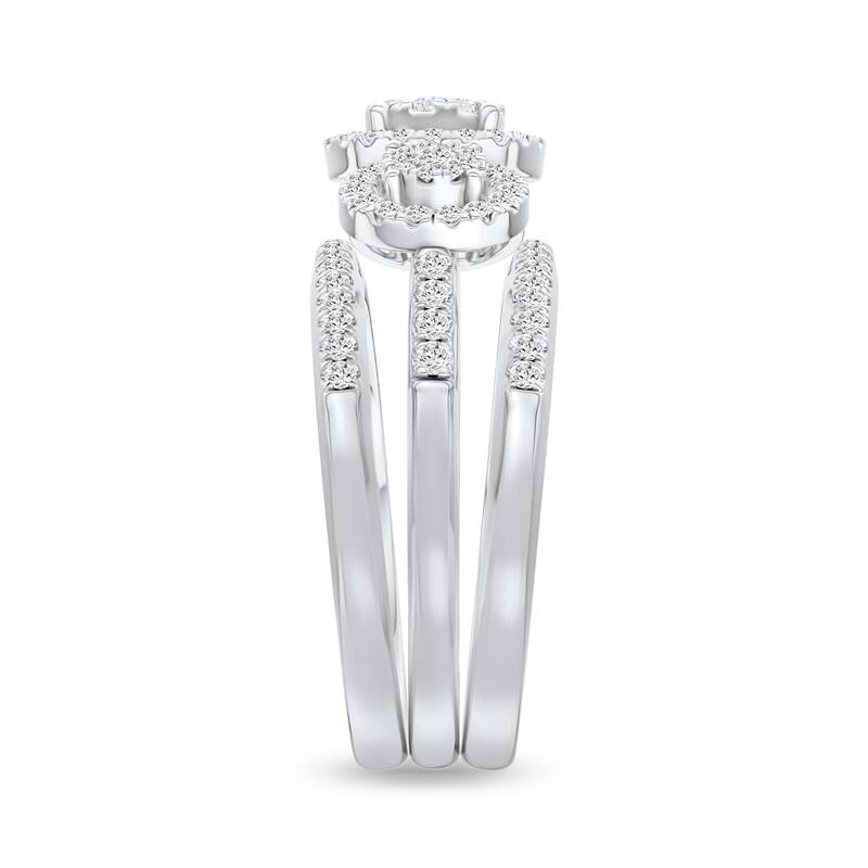 IGI Certified 3/4ct TDW Diamond Halo Bridal Set in 10K White Gold for Women