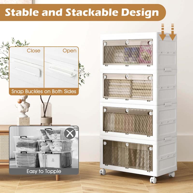 Costway 3/4-Tier Stackable Storage Bins 33-gal Collapsible Storage