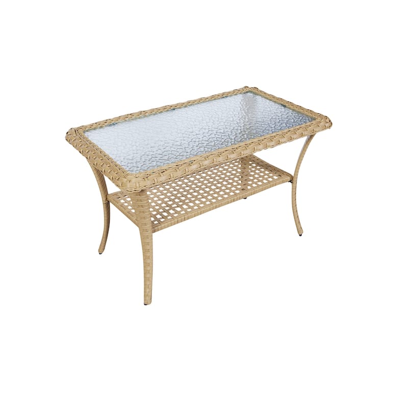 Gymojoy Outdoor Loveseat Sofa Club Chair Table Set with PE Wicker