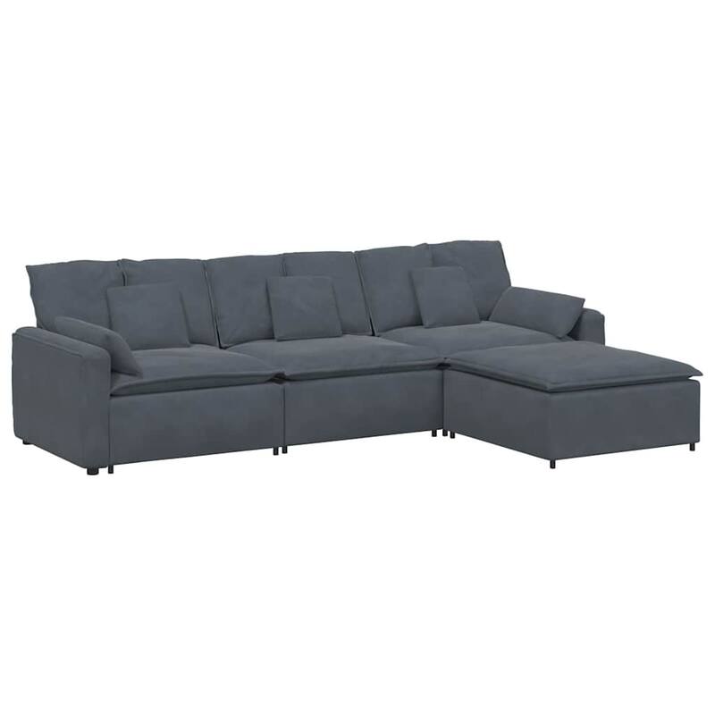 vidaXL Modular Sofa Dark grey Velvet (100% polyester) Oversized Modular - 80.7 x 127.6 x 25.2 in