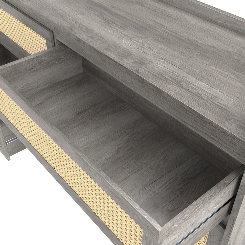 DH BASIC Boho Chic Beach 63-inch Wide Rattan 6-Drawer Dresser by Denhour