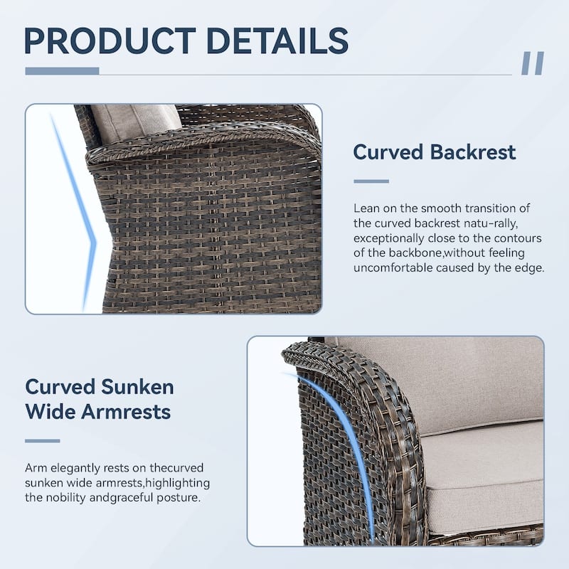Gymojoy Outdoor Wicker Patio Furniture Loveseat Glider Set