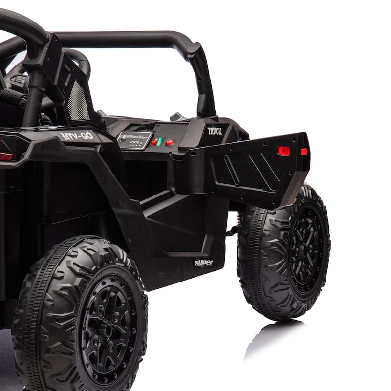 Electric Vehicle for Kids with Parent Remote Control, Black Ride on Car with Seat Belt, Off-Road Vehicle with Battery Indicator