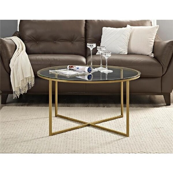 Walker Edison 36 In Coffee Table With X Base Gl Gold Free Walker Edison 36 In Coffee Table With X Base Gl