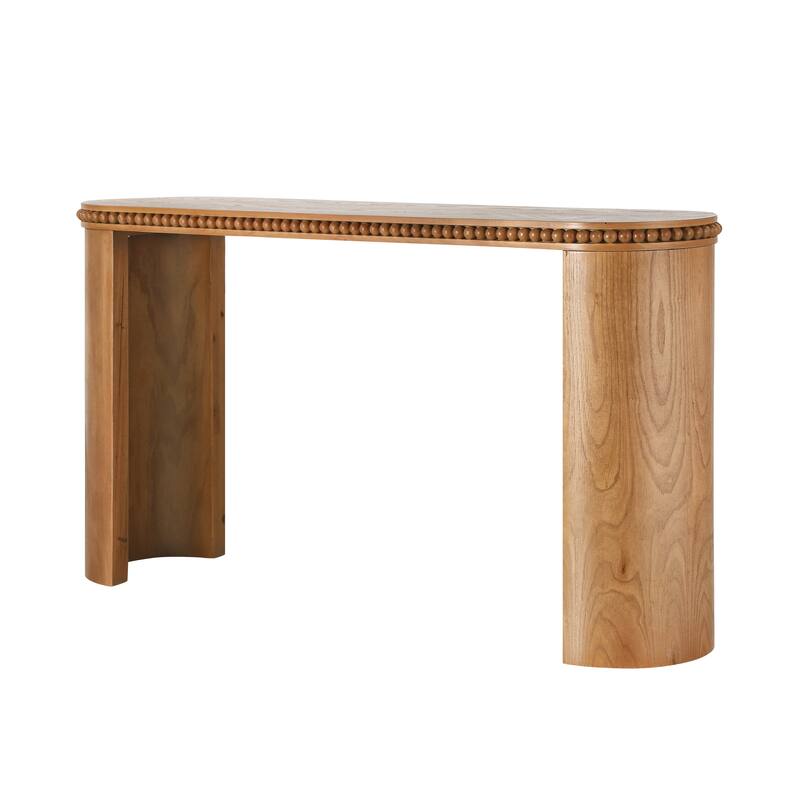 Entryway Console Table, 59.84" Modern Console Long Sofa Table, Farmhouse Hallway Table with Beaded Trim, Reversible Curved Legs