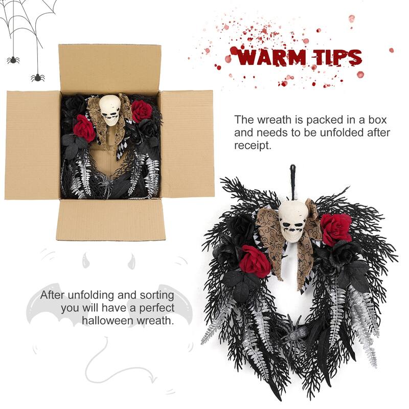 Halloween Wreath for Front Door Decor - N/A