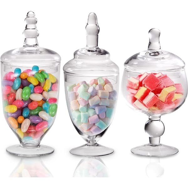 Clear Decorative Glass Jars with Lids, Set of 3  Glass jars with lids, Decorative  glass jars, Apothecary jars