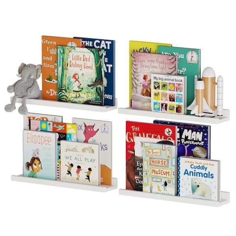 Wallniture Lagos 17" Kids Wall Shelves Floating Nursery Bookshelf Picture Ledge Toy Storage Organizer, Set of 4 - N/A