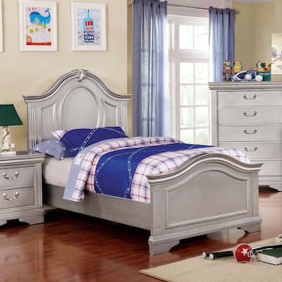 Furniture of America Balm Traditional Silver Solid Wood Panel Bed