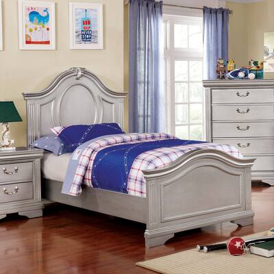 Furniture of America Balm Traditional Silver Solid Wood Panel Bed