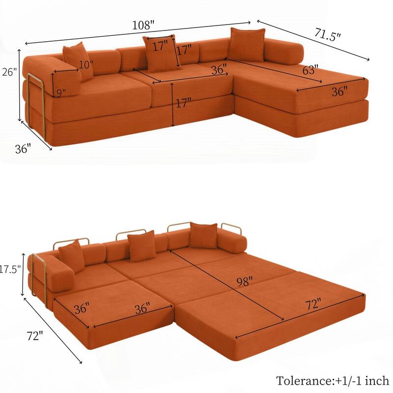 Modular Sectional Sofa with L-Shape Chaise, Boneless Cloud Couch with Deep Seat