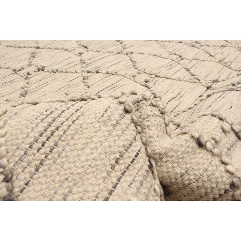 ECARPETGALLERY Braid weave Sienna Khaki Wool Rug - 5'1 x 8'1