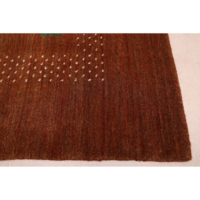 ECARPETGALLERY Hand Loomed Kashkuli Gabbeh Burnt Orange Wool Rug - 5'0 x 7'8