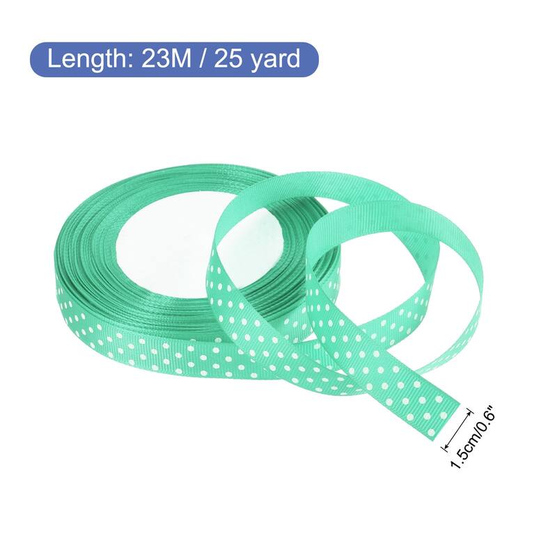 Grosgrain Ribbons with Dots Ribbon Bow Decoration - Green Blue - 25 Yards 5/8 Inch