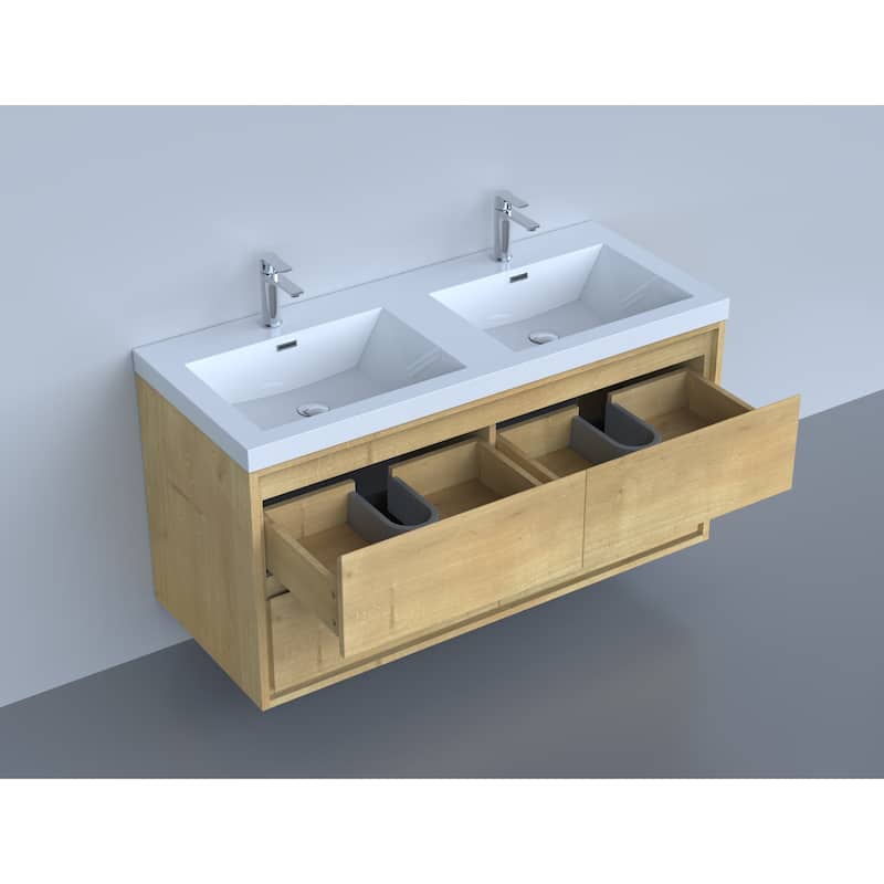 Sage 48" wall mounted bathroom vanity with double basin acrylic top