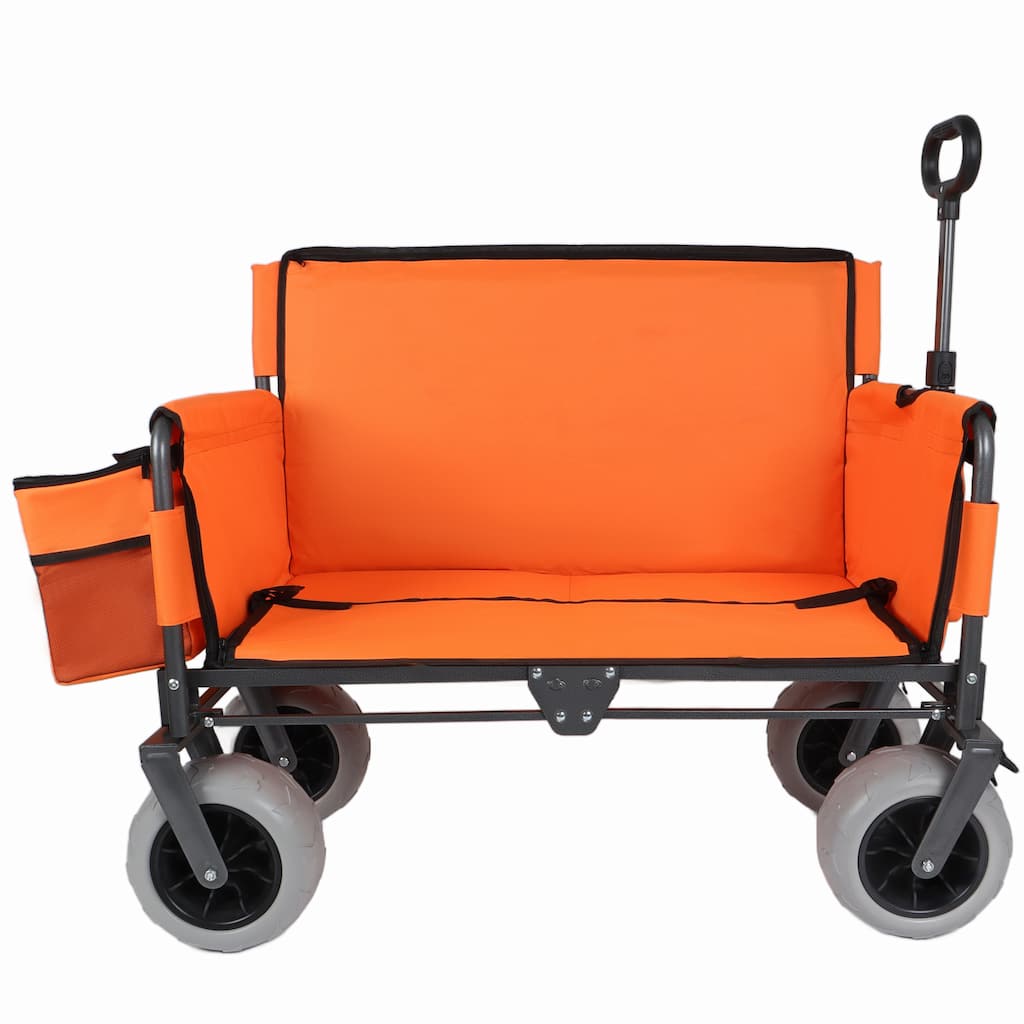 3-in-1 Heavy-Duty Folding Wagon Cart with Bench Seat - 500lb Capacity, 180L Storage & All-Terrain Wheels