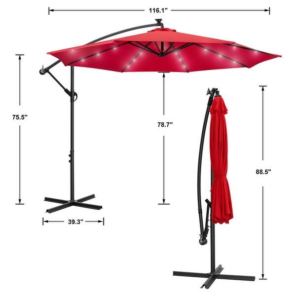 10Feet Outdoor Steel Sunshade Umbrella With LED Light Bed Bath