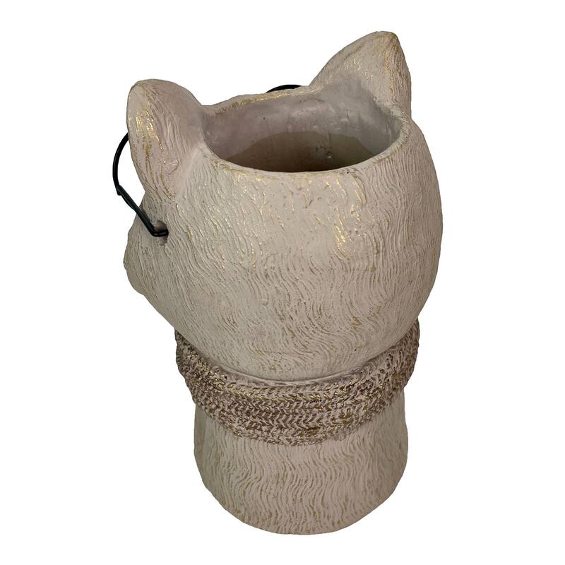Bespectacled Fox Cement Vase 8.25In Cute Fox Planter, Animal Flower