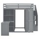 preview thumbnail 7 of 14, Full Grey Wooden Loft Bed w/ Desk, Shelves, Wardrobe w/ Foldable Door Panels