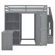 preview thumbnail 7 of 14, Full Size Grey Wooden Loft Bed w/ Desk, Storage Staircase & Shelves, Built-in Wardrobe w/ Foldable Door Panels for Student Dorms