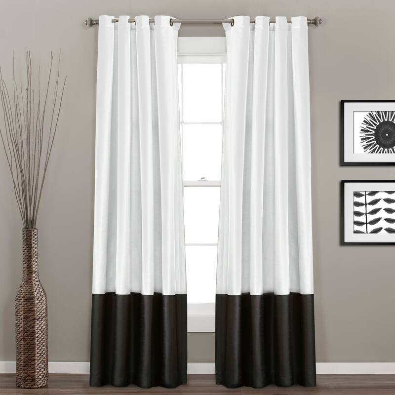 Lush Decor Prima Window Curtain Panel Pair - 108 Inches - Black/White