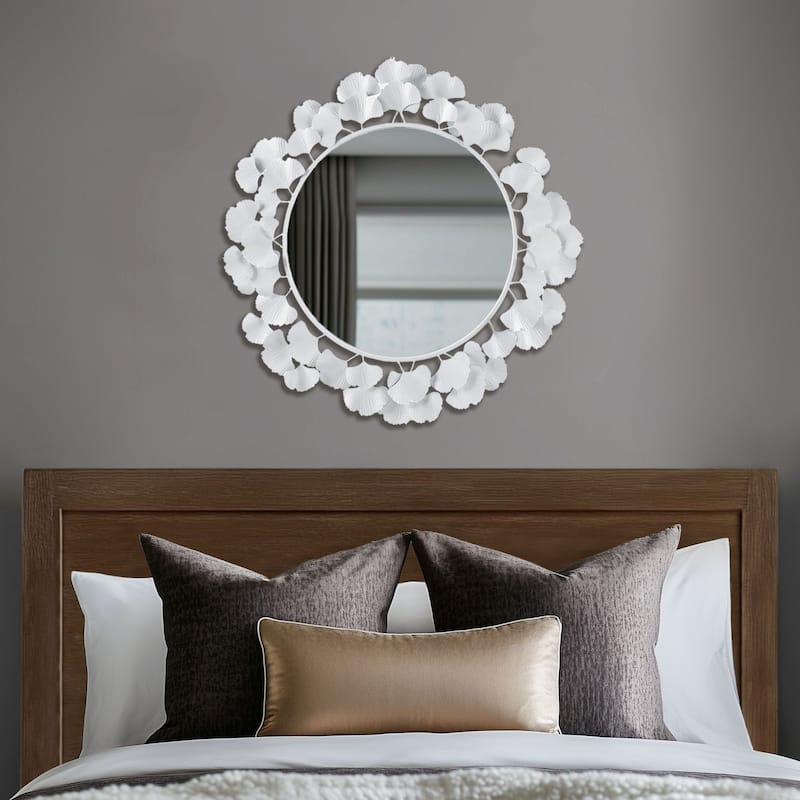 Martha Stewart Eden Gold Gingko Leaf Round Wall Mirror 30.5"