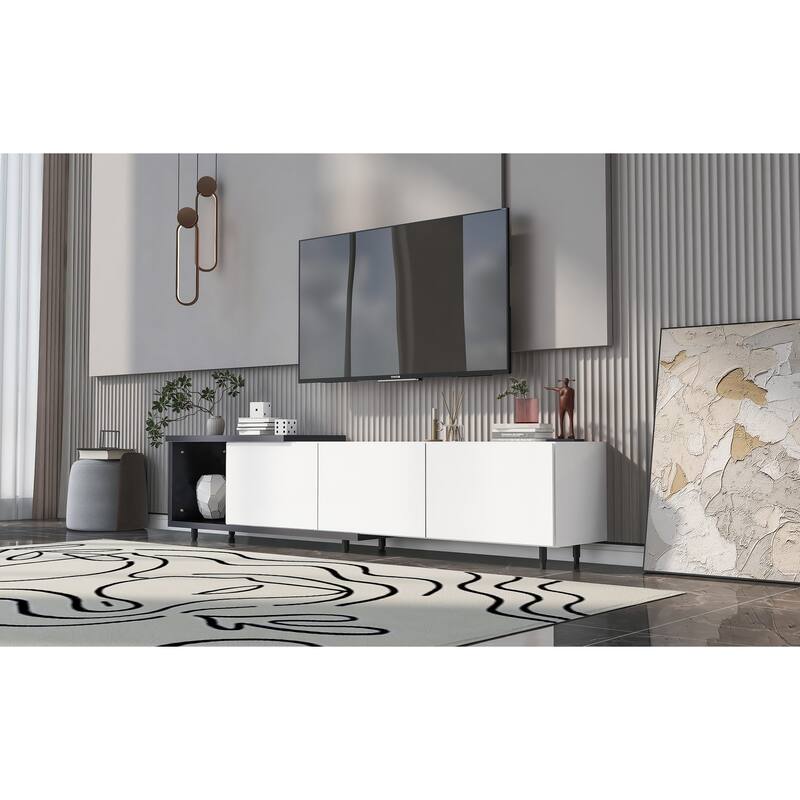 70.1"-100" Adjustable TV Stand with Storage, Modern Entertainment Center for TVs up to 80", Extendable Media Console