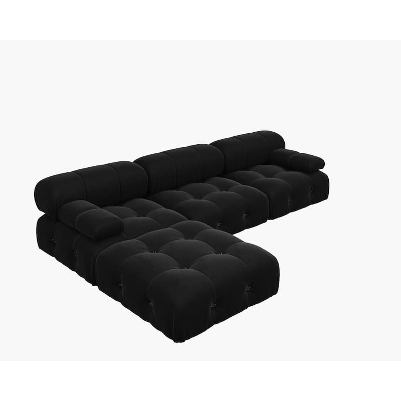 104" Convertible Modular Sectional Sofa, L-Shaped Minimalist Velvet Sofas Couches with Chaise Ottomans