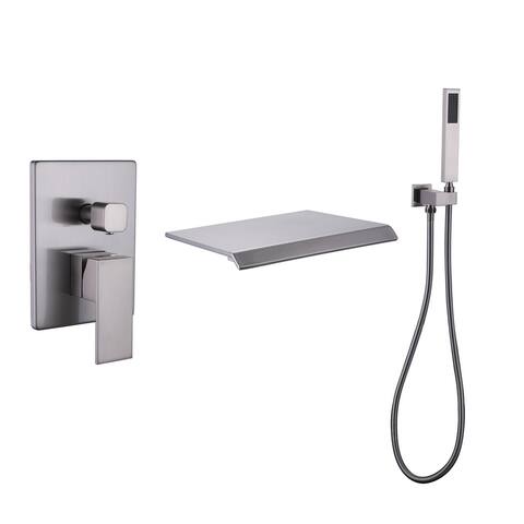 TrustMade Waterfall Single Handle Wall Mount Tub Faucet, Brushed Nickel