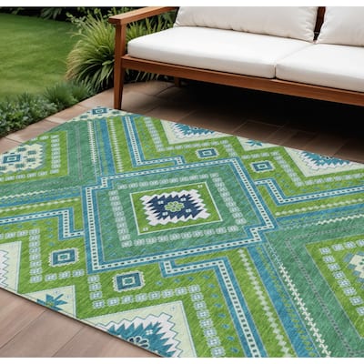 HomeRoots Tribal Transitional Rectangle Outdoor Rug
