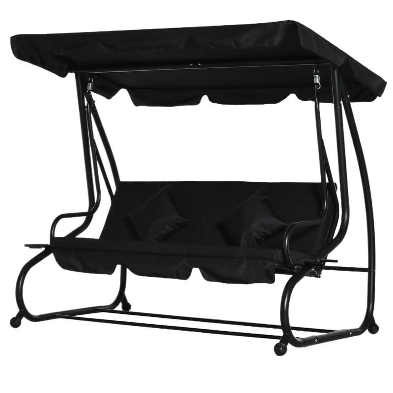 3-Seat Convertible Patio Swing Glider, Cushion Set, Adjustable Canopy