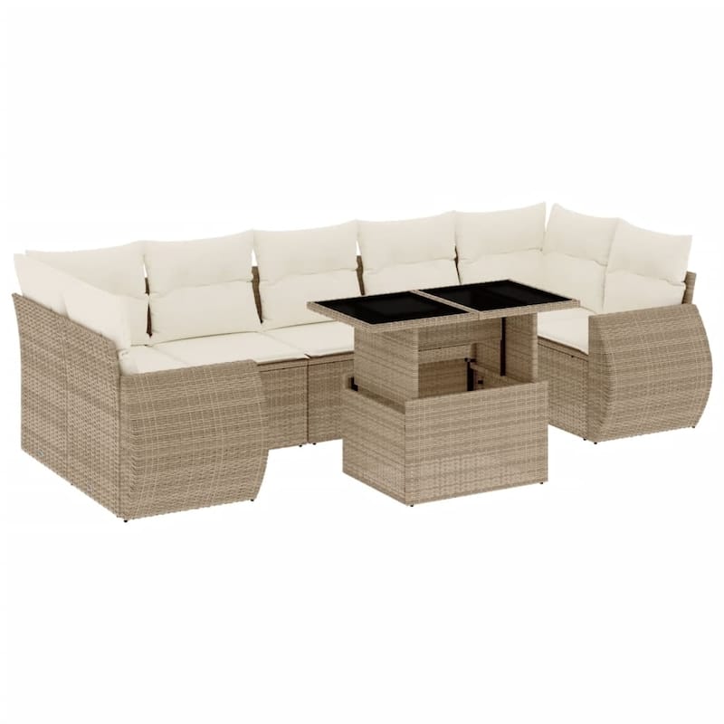 vidaXL Patio Sofa Set with Cushions Outdoor Furniture 8 Piece Poly Rattan - 24.4 x 24.4 x 27.2