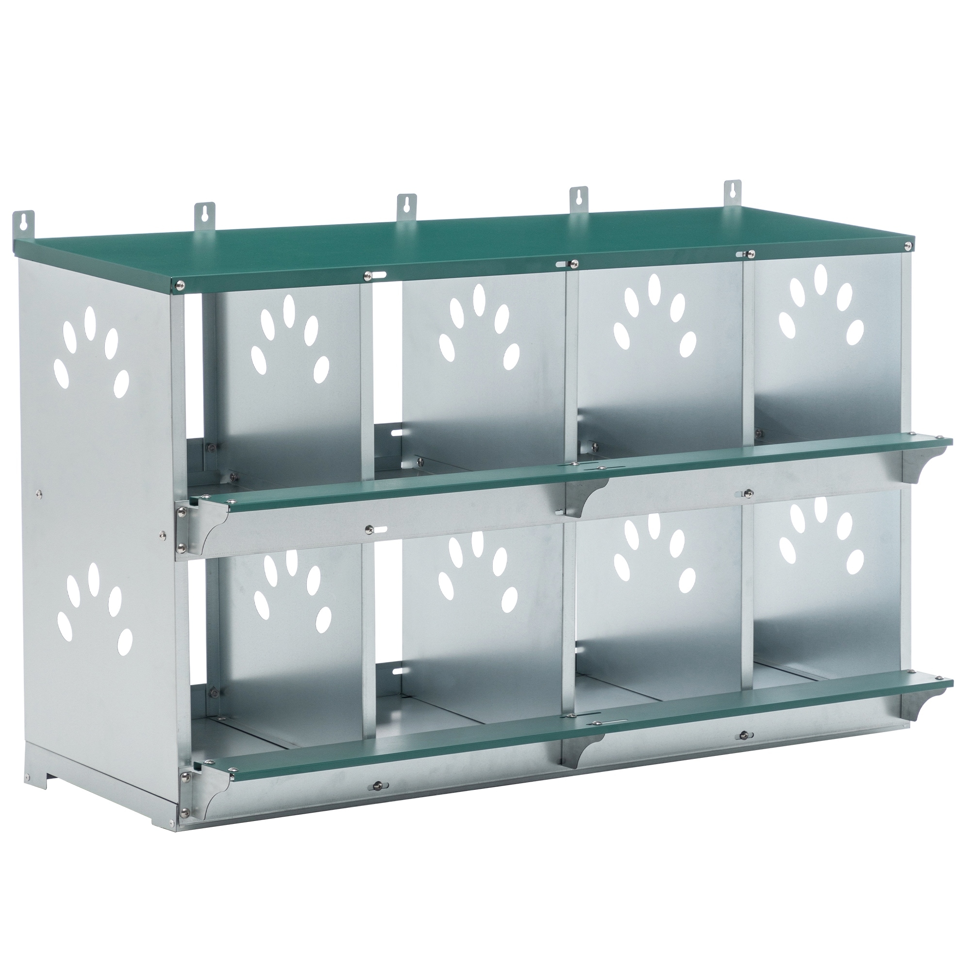8-Compartment Metal Chicken Nesting Box - Wall-Mount Egg Laying Box with Vents for Hens & Poultry