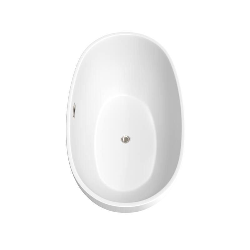 Wyndham Collection Juno 59-Inch Matte White Freestanding Tub w/ Faucet