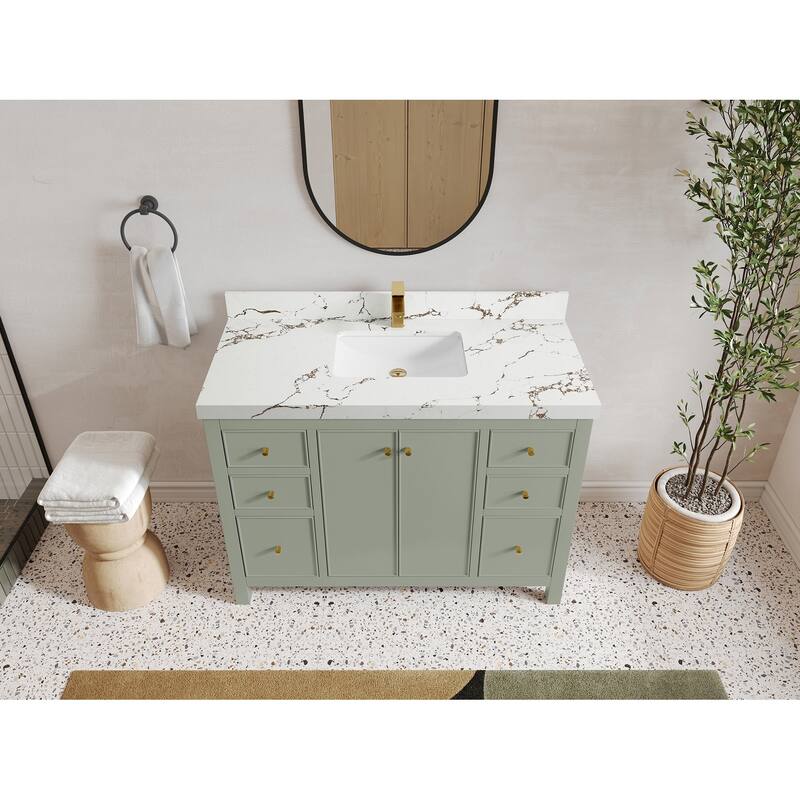 Willow Collections 48 in. W x 22 in. D Chicago Single Sink Bathroom Vanity with Countertop - 2"Viola Gold - Evergreen