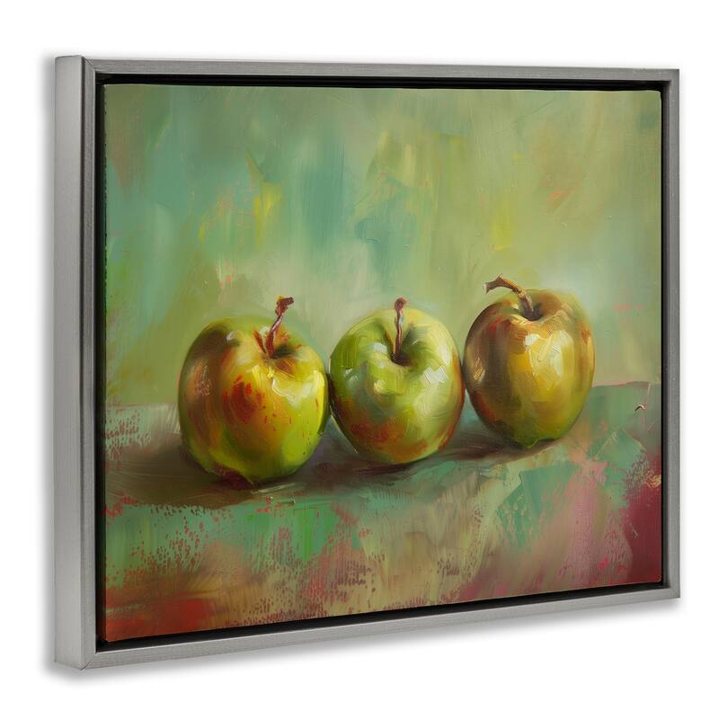 Stupell Traditional Apple Trio Still Life Framed Floater Canvas Wall Art Design By Arlington Prints
