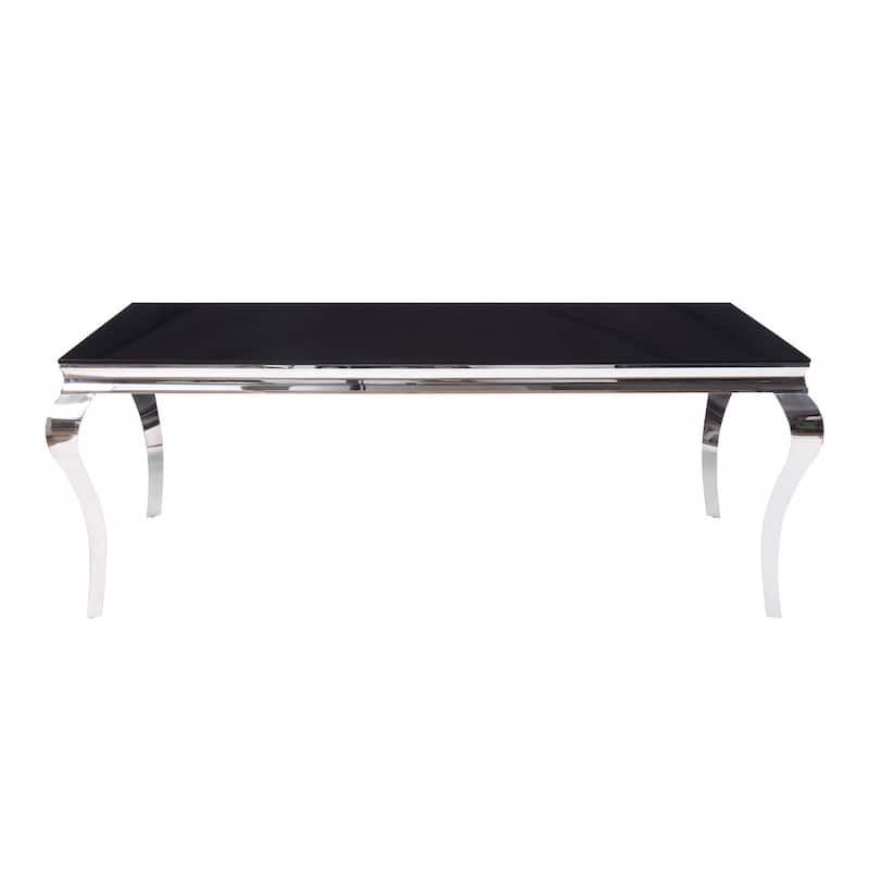 80" Black And White Glass And Stainless Steel Dining Table