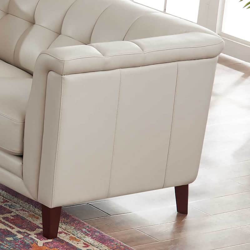 Hydeline Arvo Top Grain Leather Loveseat with Feather, Memory Foam and Springs