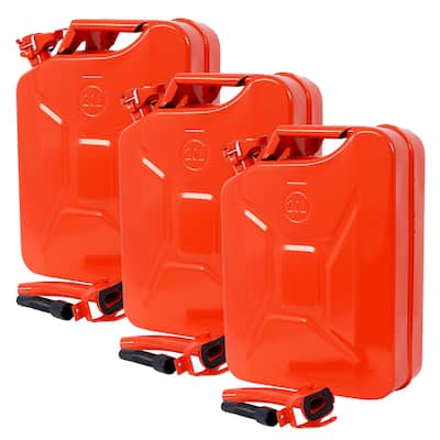 Set of 3 Portable 5 Gallon Jerry Fuel Can with Flexible Spout